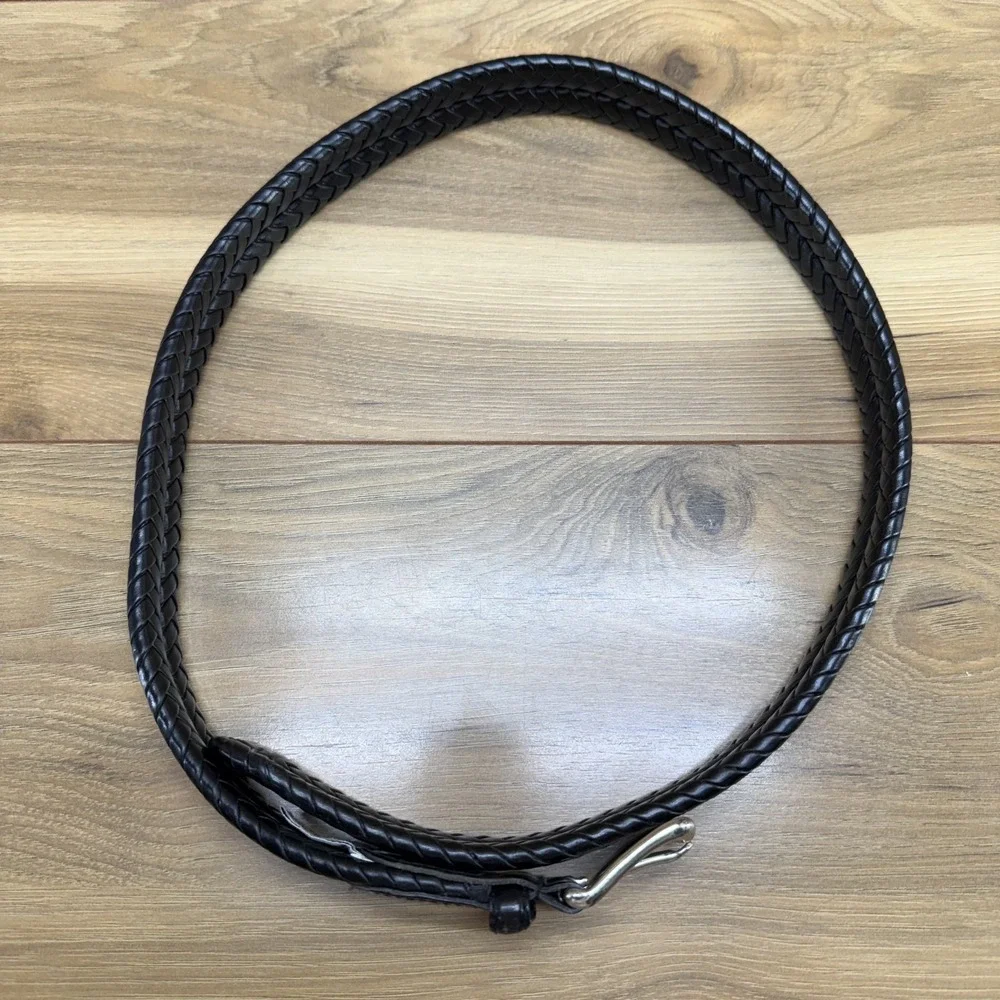 Fossil Mens Belt Size 34/85 Black Leather Woven Weave Business Casual